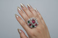 The Empress Ruby & Emerald Floral Cocktail Ring