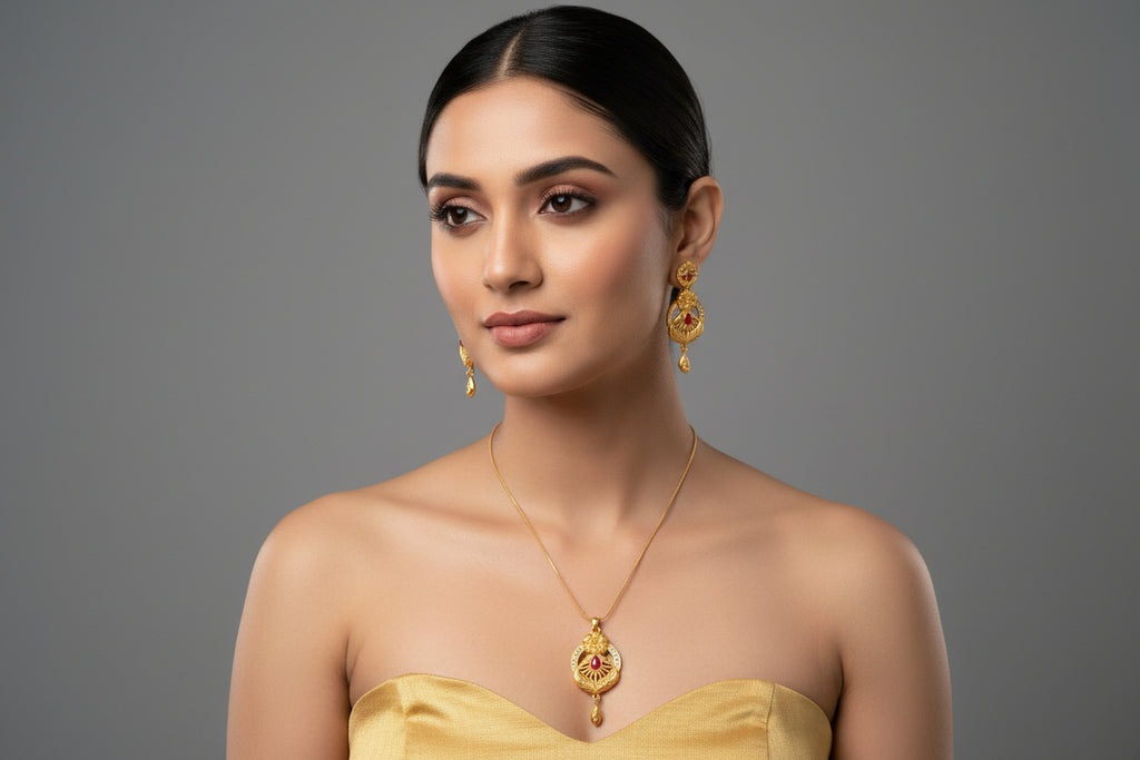 The Royal Ruby Bloom Pendant Set