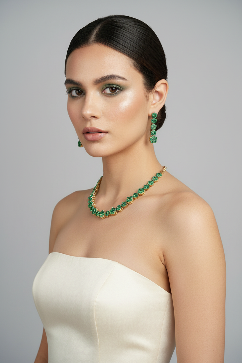 The Emerald Blossom Cascade Set